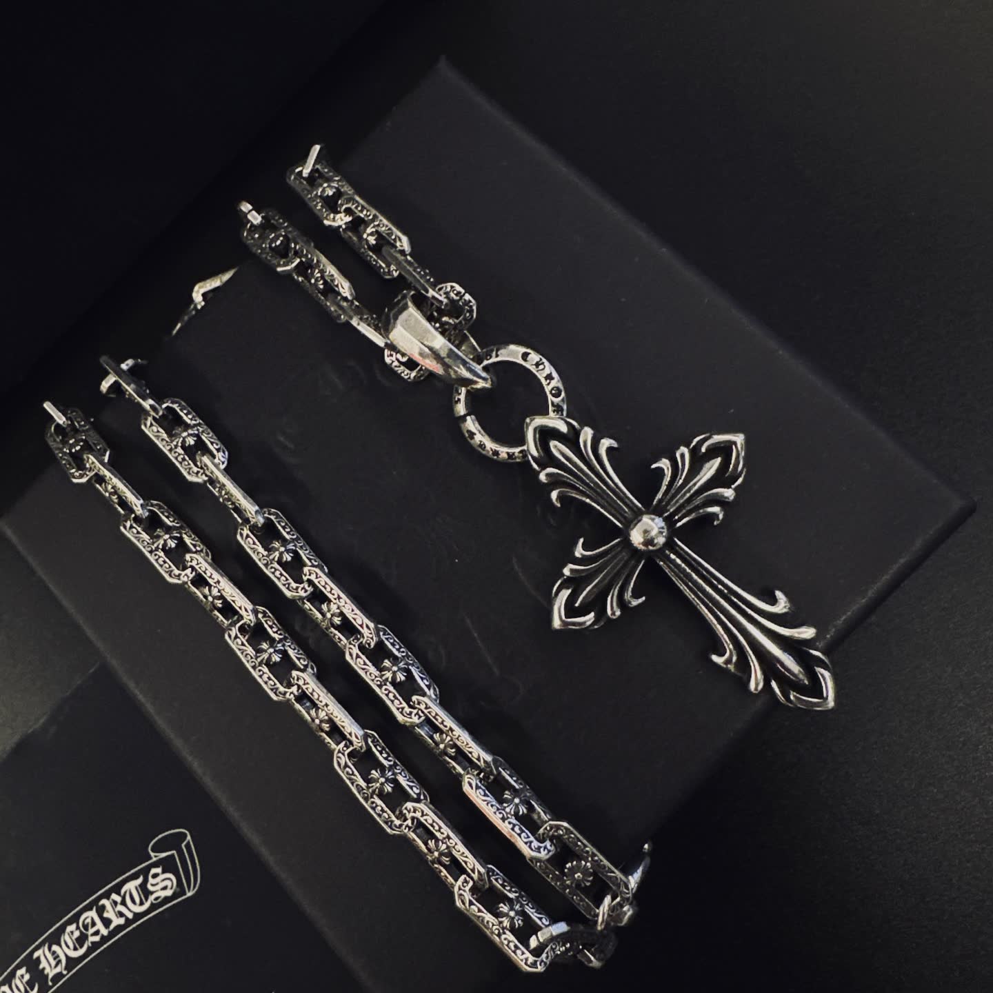 Chrome Hearts Silver Cross Pendant Necklace